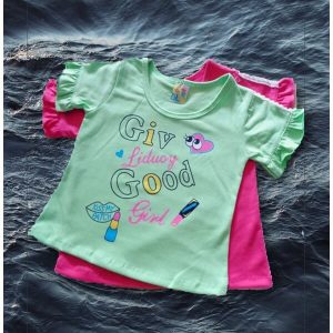 Áo bé gái có tay, trắng size 1-4