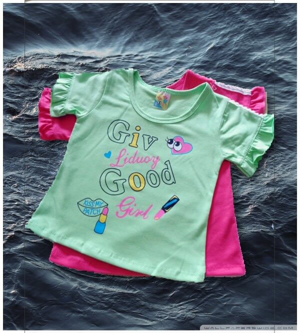 Áo bé gái có tay, trắng size 1-4