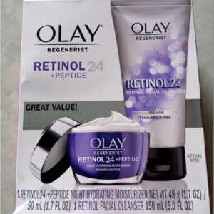 Olay Regenerist Retinol 24 + Peptide Night Hydrating Moisturizer và Olay Regenerist Retinol 24 Facial Cleanser